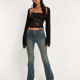 Britta | Gehäkeltes schwarzes Spitzentop mit Büstenschutz für Damen