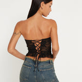 Britta | Gehäkeltes schwarzes Spitzentop mit Büstenschutz für Damen