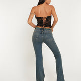 Britta | Gehäkeltes schwarzes Spitzentop mit Büstenschutz für Damen