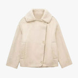 Kiara | Stilvolle Jacke mit Kunstleder- und Fleece-Details