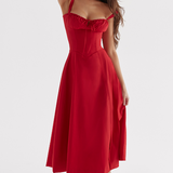 Sophia | Rotes Corsagenkleid mit A-Linie & Beinschlitz