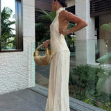 Isabelle | Eleganter Zweiteiler mit Neckholder & Weitbein-Hose