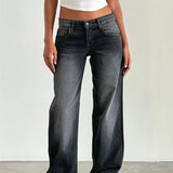 Damen-Weitbein-Jeans im Vintage-Look