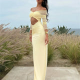 Schulterfreies Maxikleid mit Cut-Out und langen Ärmeln für Damen