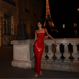 Emilia| Glitzerndes Maxi-Kleid mit Spaghettiträgern