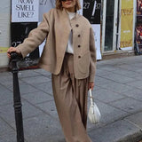 Courtney | Oversized Wolljacke mit asymmetrischer Knopfleiste und großen Taschen