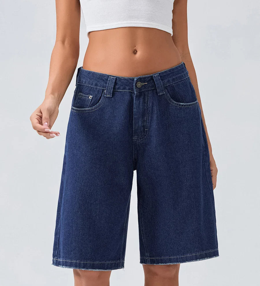 Damen-Bermuda-Jeansshorts im Loose-Fit