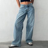 Damen-Weitbein-Jeans im hellen Vintage-Look