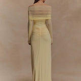 Schulterfreies Maxikleid mit Cut-Out und langen Ärmeln für Damen