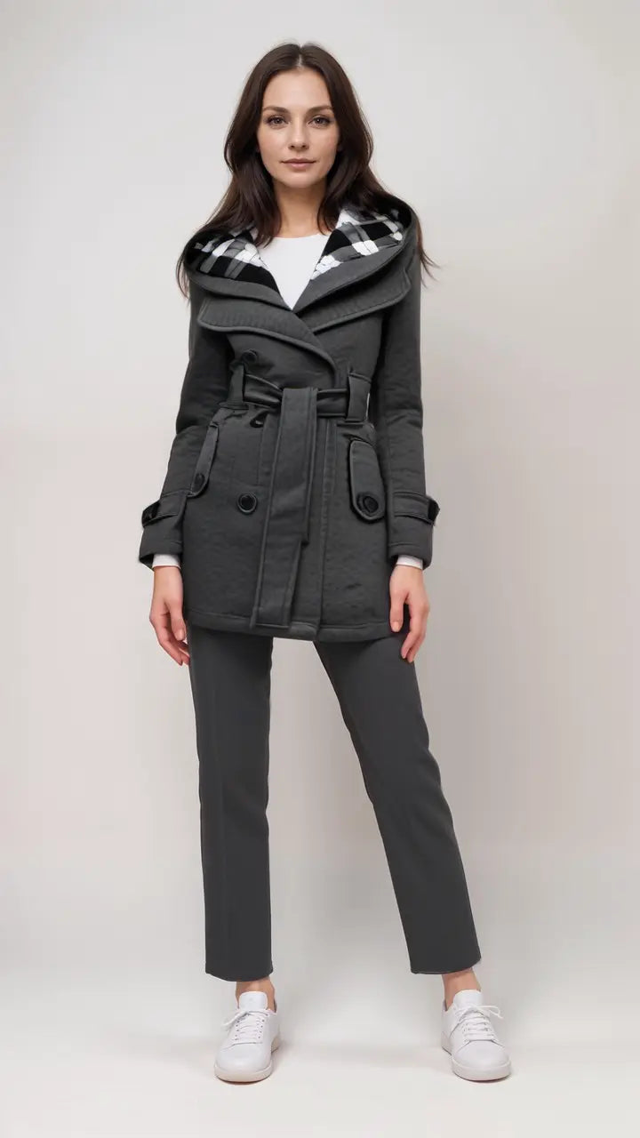 Chloe | Schicke Damen-Karierte Wollmantel Zendoo.de