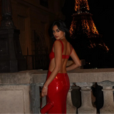 Emilia| Glitzerndes Maxi-Kleid mit Spaghettiträgern