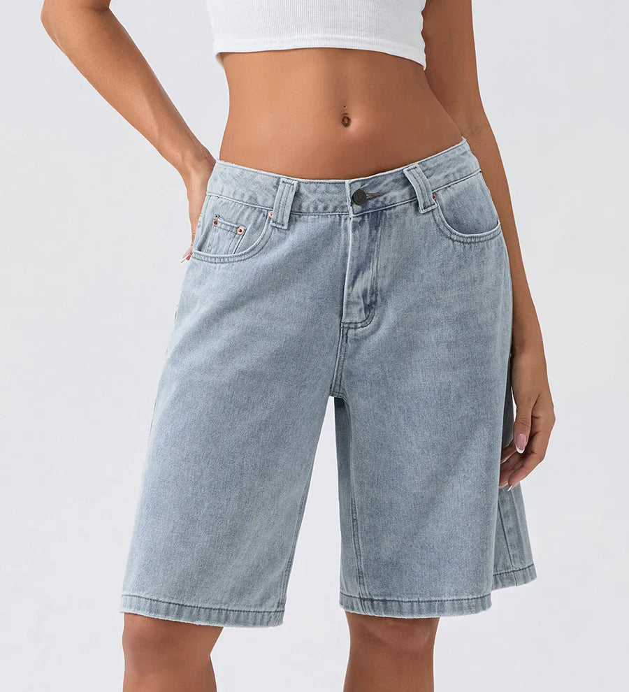 Damen-Bermuda-Jeansshorts im Loose-Fit