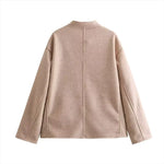 Tina | Lässiger einreihiger Wollmantel mit Stehkragen Zendoo.de