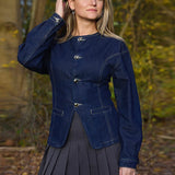 Damen-Denim-Set – Elegantes Tailliertes Jeansjacke & High-Waist Wide-Leg Hose