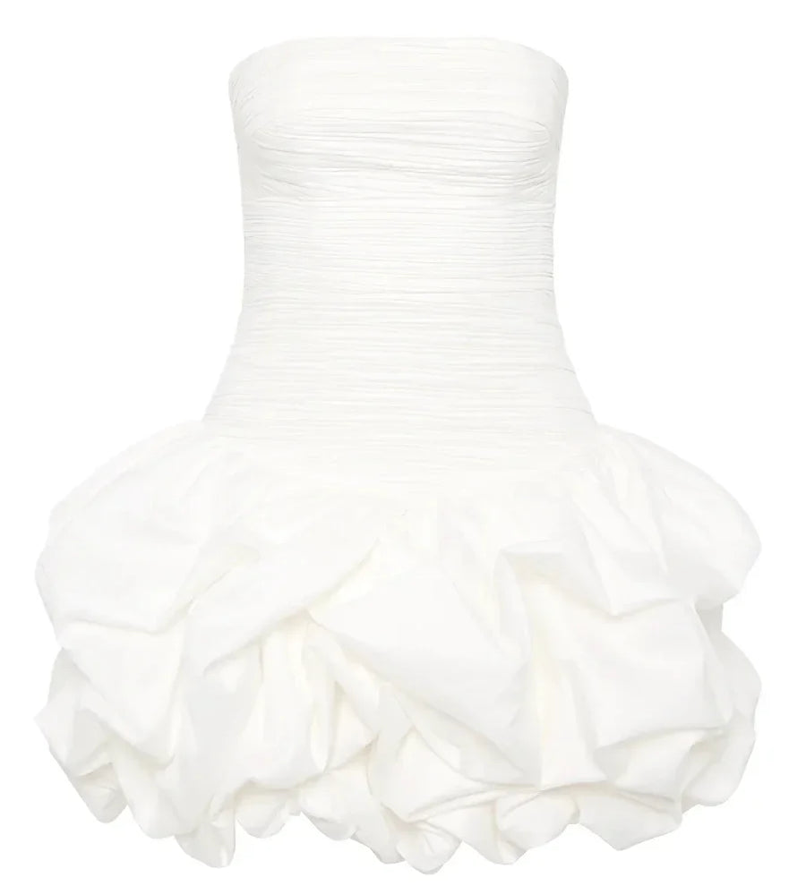 Schulterfreies Mini Kleid mit Ballonrock und floralem Muster für Damen