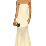 Schulterfreies Maxikleid mit Tüllrock und figurbetontem Schnitt für Damen