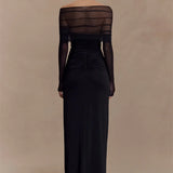 Schulterfreies Maxikleid mit Cut-Out und langen Ärmeln für Damen