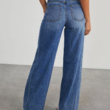 Damen-Weitbein-Jeans in Grau mit Raw-Hem