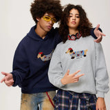 Damen Kapuzenpullover mit Hunde-Print – Oversize Hoodie in Hellgrau