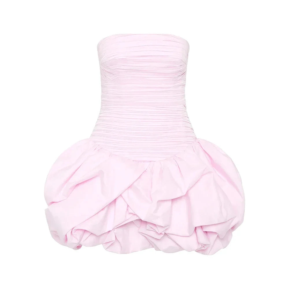 Schulterfreies Mini Kleid mit Ballonrock und floralem Muster für Damen