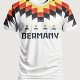 T-Shirt Deutschland Fußball - Retro Fan-Shirt 4 Sterne WM - Rundhals Kurzarm
