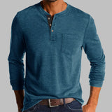 Herren Langarmshirt mit Henley-Ausschnitt und Brusttasche
