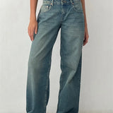 Damen-Weitbein-Jeans im Vintage-Look