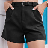 Damen-Hochbund-Shorts mit Gürtel im eleganten Look