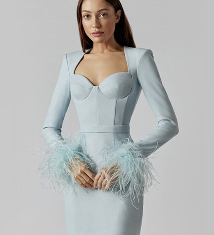 Sofia | Elegantes Minikleid mit Federdetails