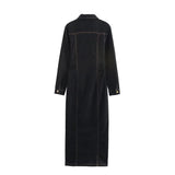 Langes Jeans Hemdblusenkleid mit Knopfleiste und langen Ärmeln für Damen