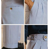 Yann | Taillenhohe Nadelstreifenhose mit Gürtel