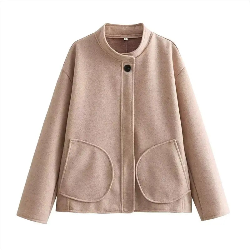 Tina | Lässiger einreihiger Wollmantel mit Stehkragen Zendoo.de