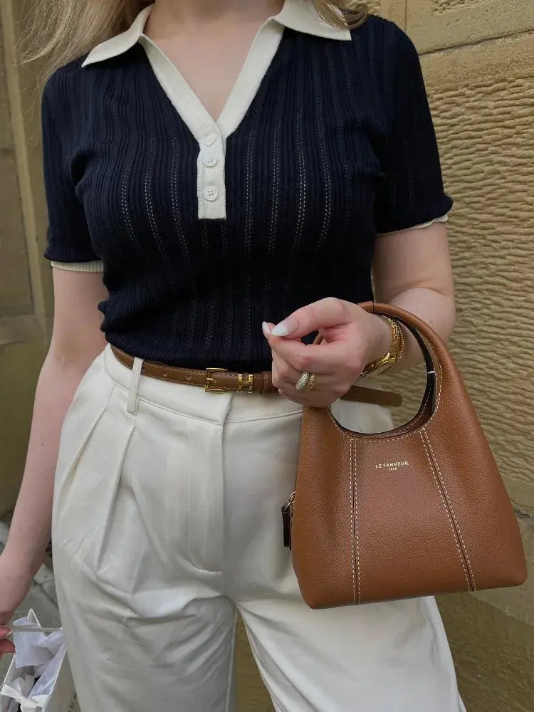 Laura | Stylish Strick Polo Shirt mit Kragen in Slim Fit Zendoo.de