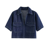 Damen-Denim-Set – Kurzarm-Jeansjacke & Asymmetrischer Minirock