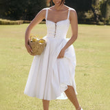 Elena | Luftiges Leinen Sommerkleid mit romantischen Details