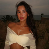 Schulterfreies Maxikleid mit Cut-Out und langen Ärmeln für Damen