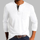 Herren Langarmshirt mit Henley-Ausschnitt und Brusttasche