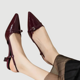 Silke |  Lackleder Sandalen mit Mittlerem Absatz