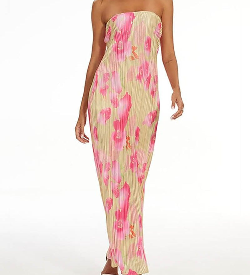 Theresia | Blumendruck Bandeau Maxikleid - stilvoll & feminin