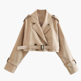 Blair Cropped Trenchcoat mit Doppelreiher und Gürtel