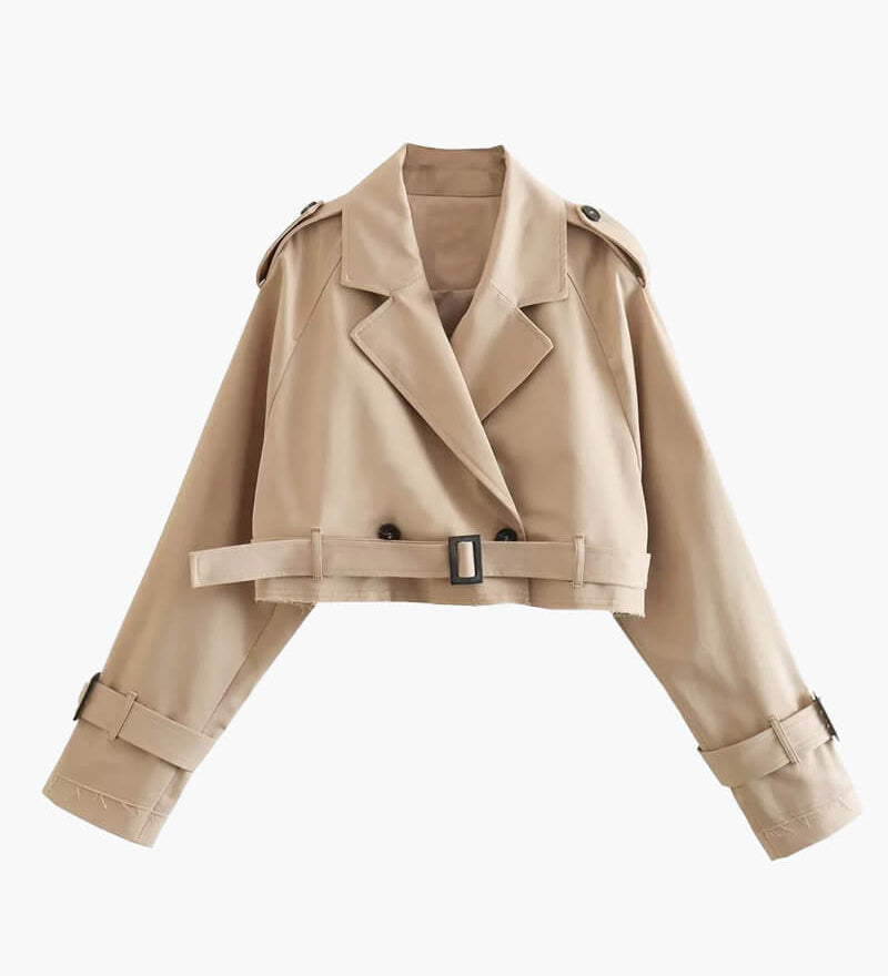 Eleganter Damen Cropped Trenchcoat – Leichter Übergangsjacke im modernen Design