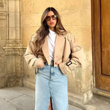 Blair Cropped Trenchcoat mit Doppelreiher und Gürtel