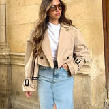 Eleganter Damen Cropped Trenchcoat – Leichter Übergangsjacke im modernen Design