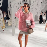 Pullover Damen Oversize Strickpullover Herbst Winter Casual Streetwear