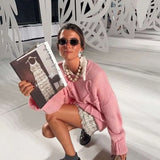 Pullover Damen Oversize Strickpullover Herbst Winter Casual Streetwear