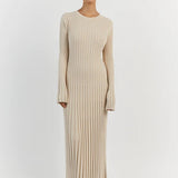 Lilli | Schwarzes Geripptes Maxikleid