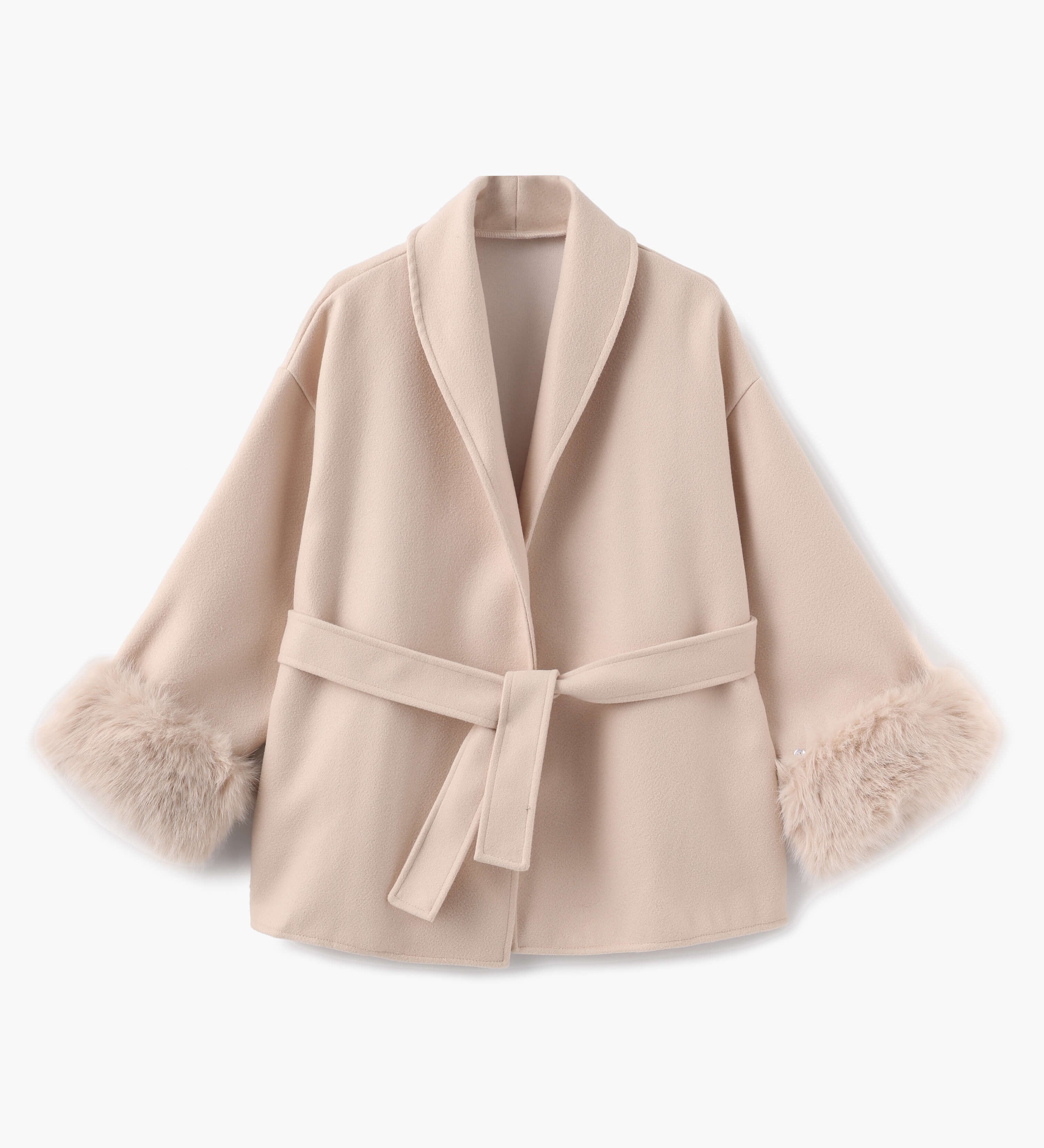 Damen Mantel mit Kunstfellbesatz – Eleganter Winter Kurzmantel