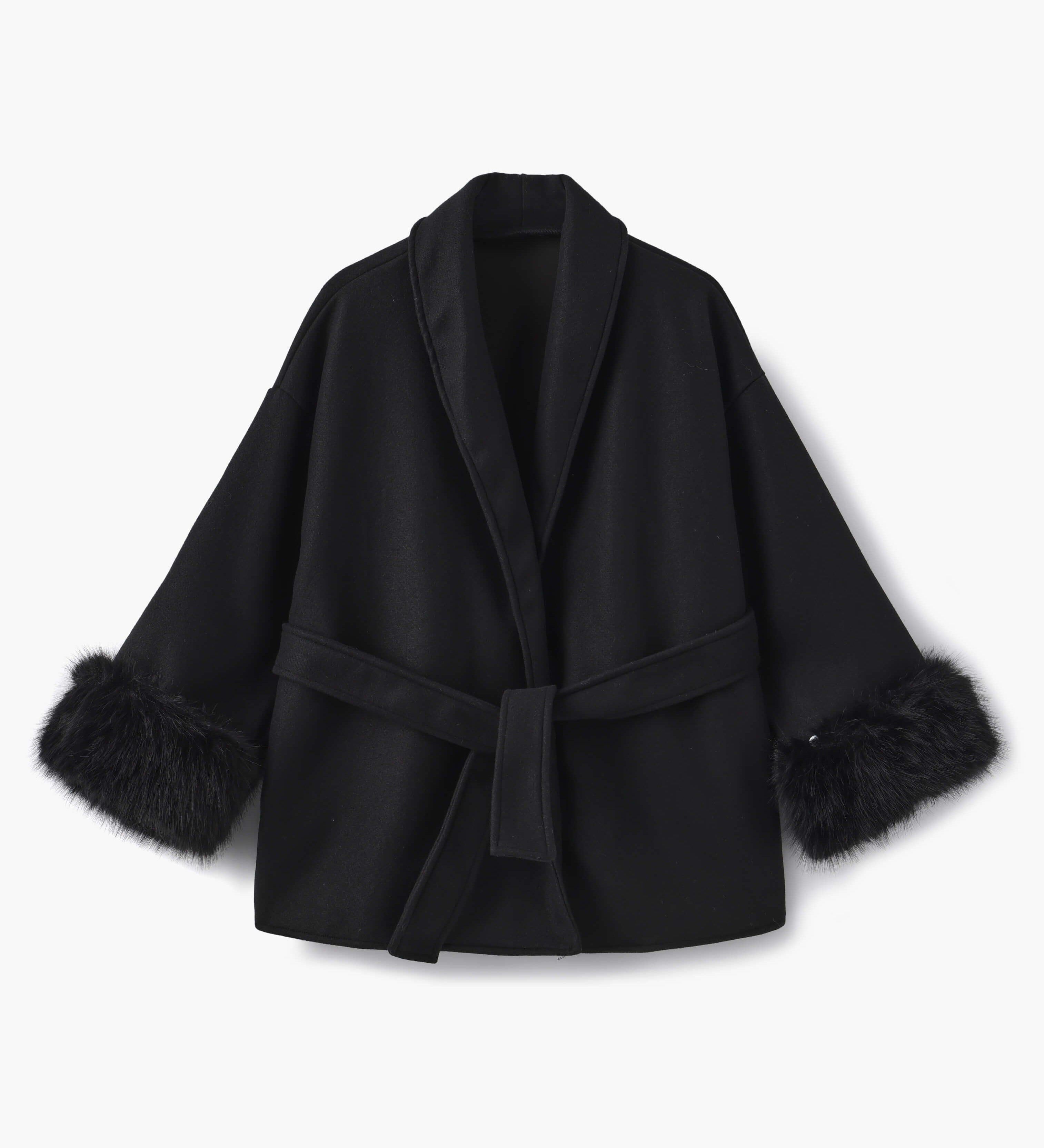 Damen Mantel mit Kunstfellbesatz – Eleganter Winter Kurzmantel