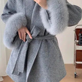 Damen Mantel mit Kunstfellbesatz – Eleganter Winter Kurzmantel