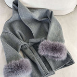 Damen Mantel mit Kunstfellbesatz – Eleganter Winter Kurzmantel